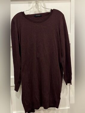 All Saints Womens Burgundy 100% Wool Midi Dress Tunic- Open Draped Back